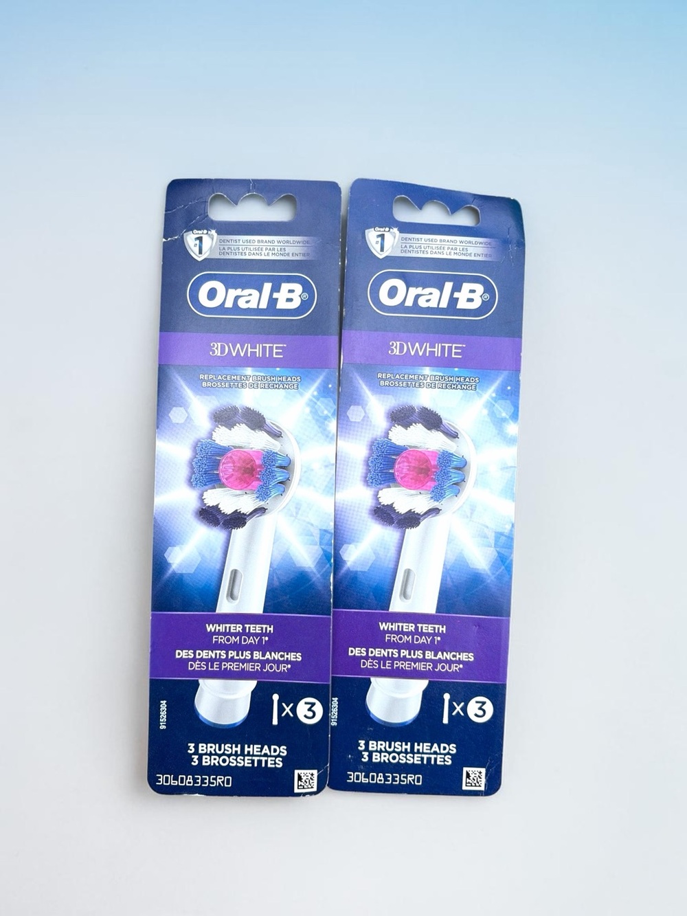3D White Replacement Brush Heads - Blue/Purple (3 Pack)